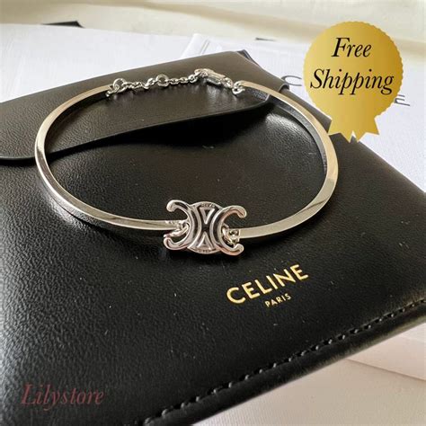 celine triomphe articulated bracelet|Triomphe Articulated Bracelet in Brass with Rhodium Finish.